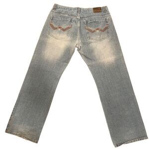 Vtg Attitude Mens Loose Bootcut Wide Leg Jeans 36x32 Kendrick Lamar Embroidered